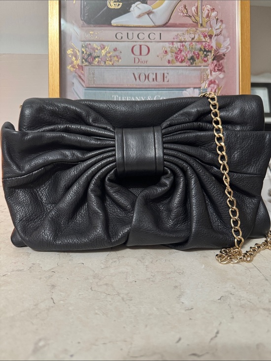 RED Valentino Handbags - Valentino Red Black leather Bow Chain-Shoulder Bag/Clutch